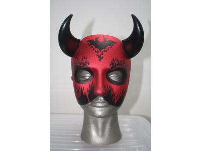 Halloween red & black devil 3/4 mask