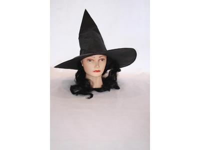 Black witches hat with hair