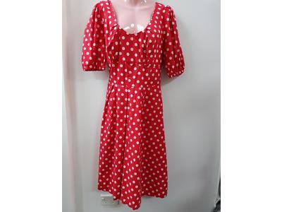 1930's to 1950's red spotted dress