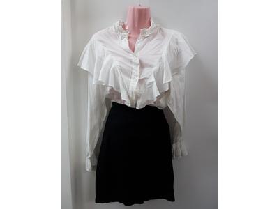1980's white ruffled blouse