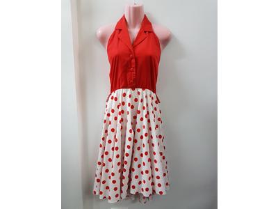 1930's to 1950's red & white halter dress