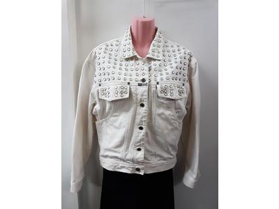 1980's white denim studded jacket