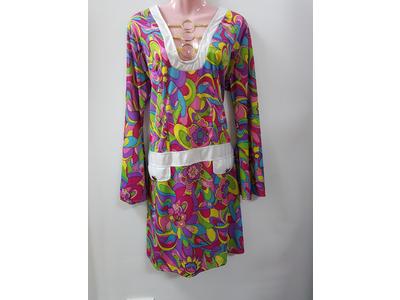 1960's multi low waisted dress