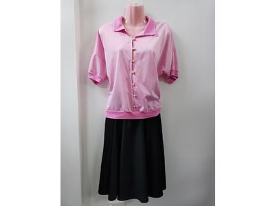 1930's to 1950's short black skirt & pink top
