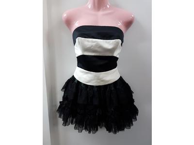 1980's black & white leather corset & frill skirt