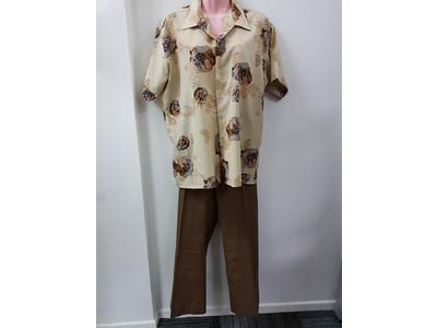 1930's to 1950's brown pants 38in floral shirt