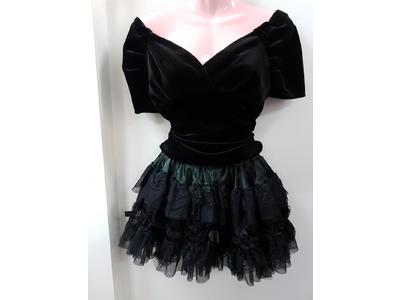 1980's black frilled skirt